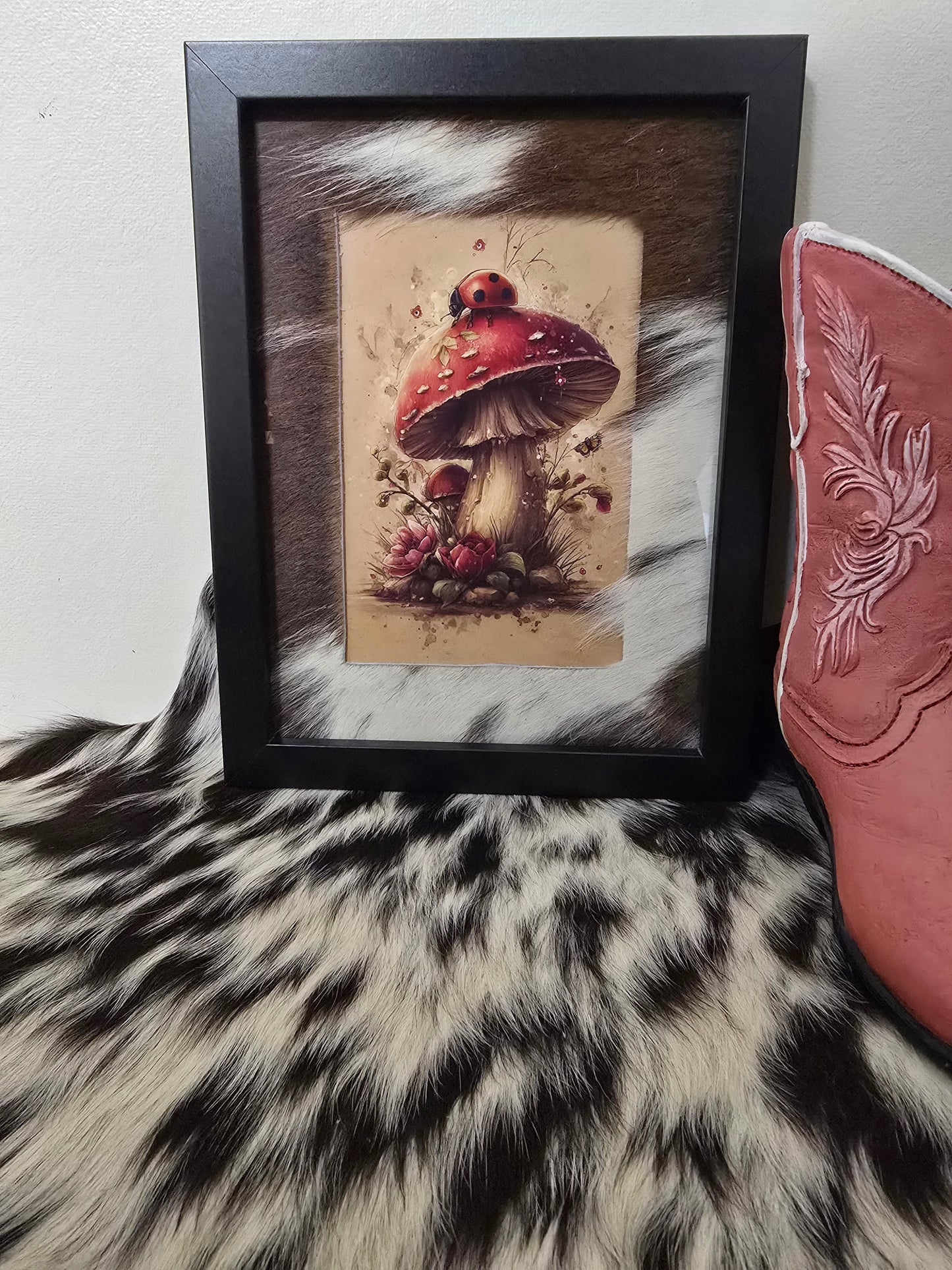 Cowhide frame with print