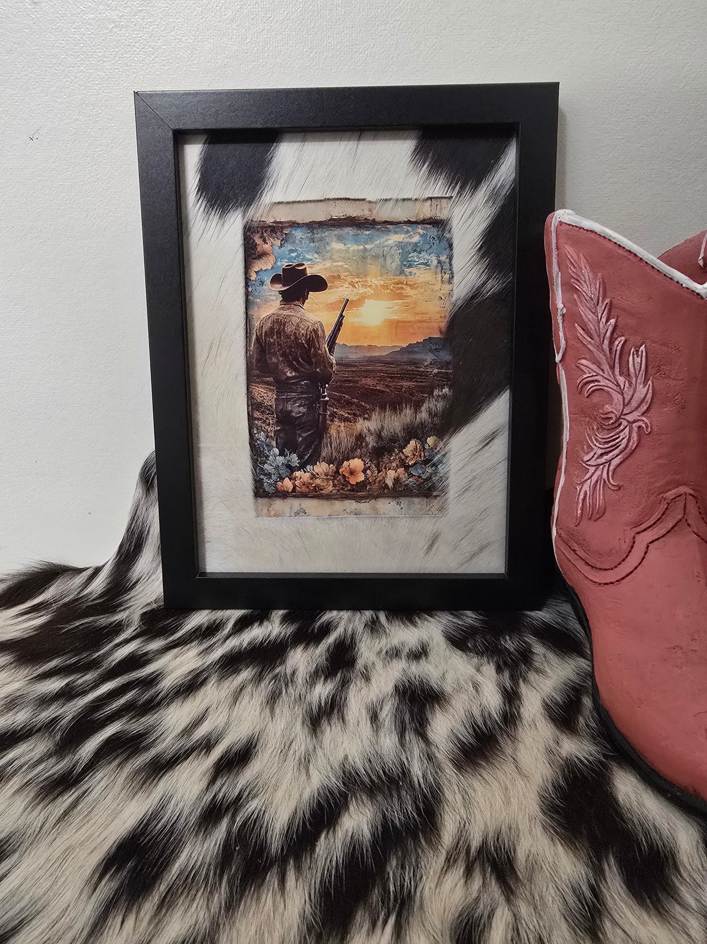 Cowhide frame with print