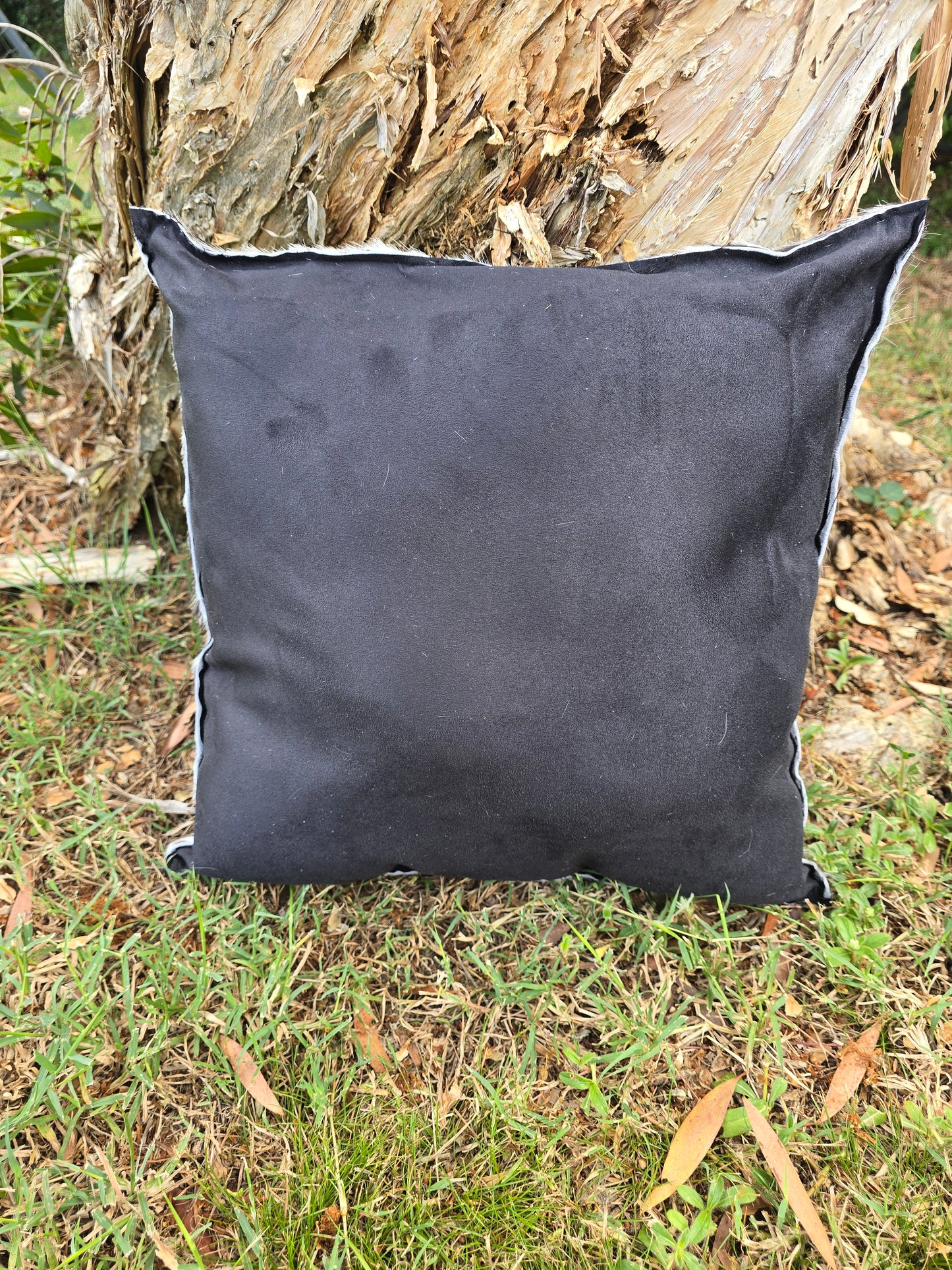Long Haired Salt & Pepper Cowhide Cushion