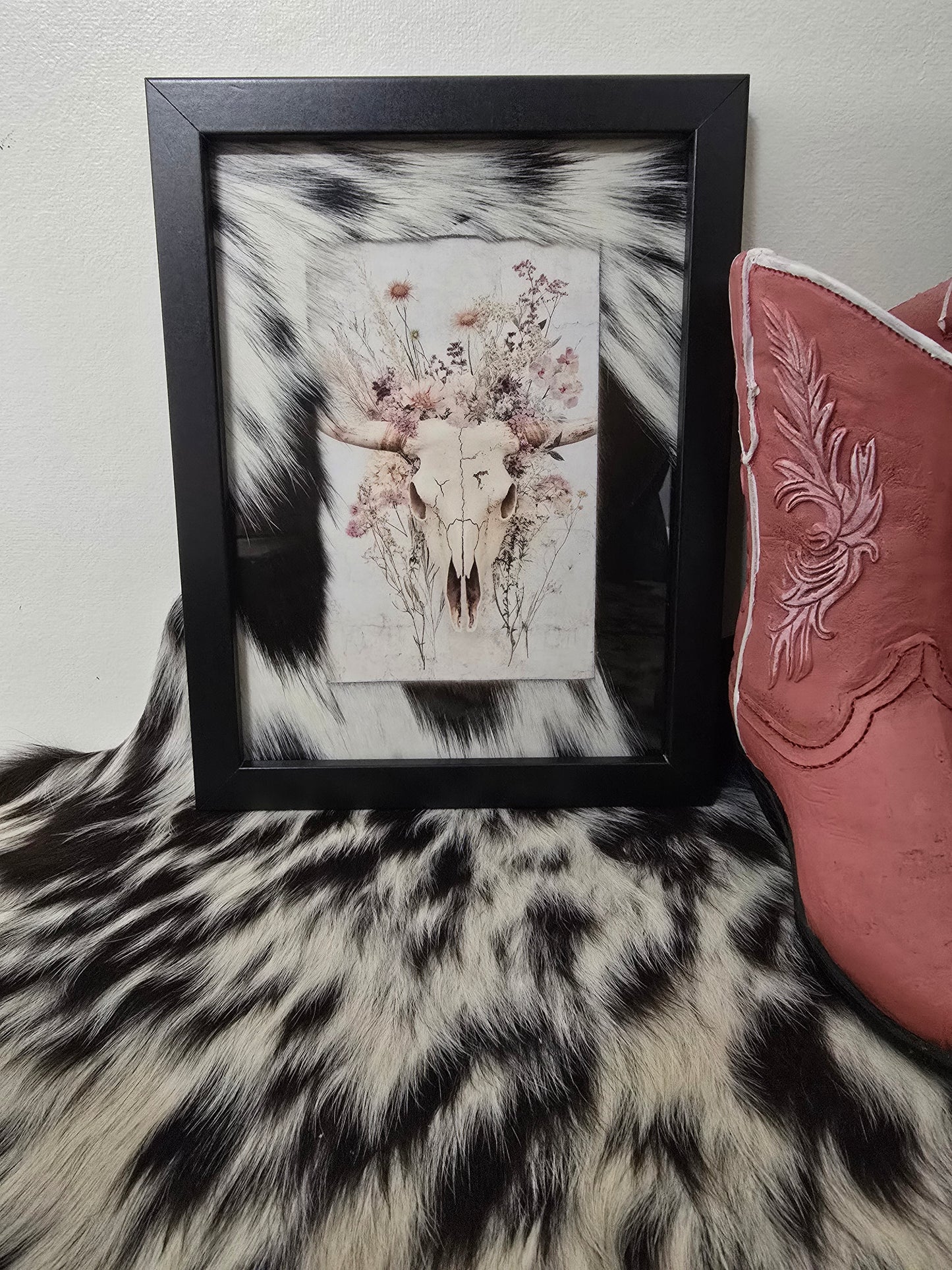 Cowhide frame with print