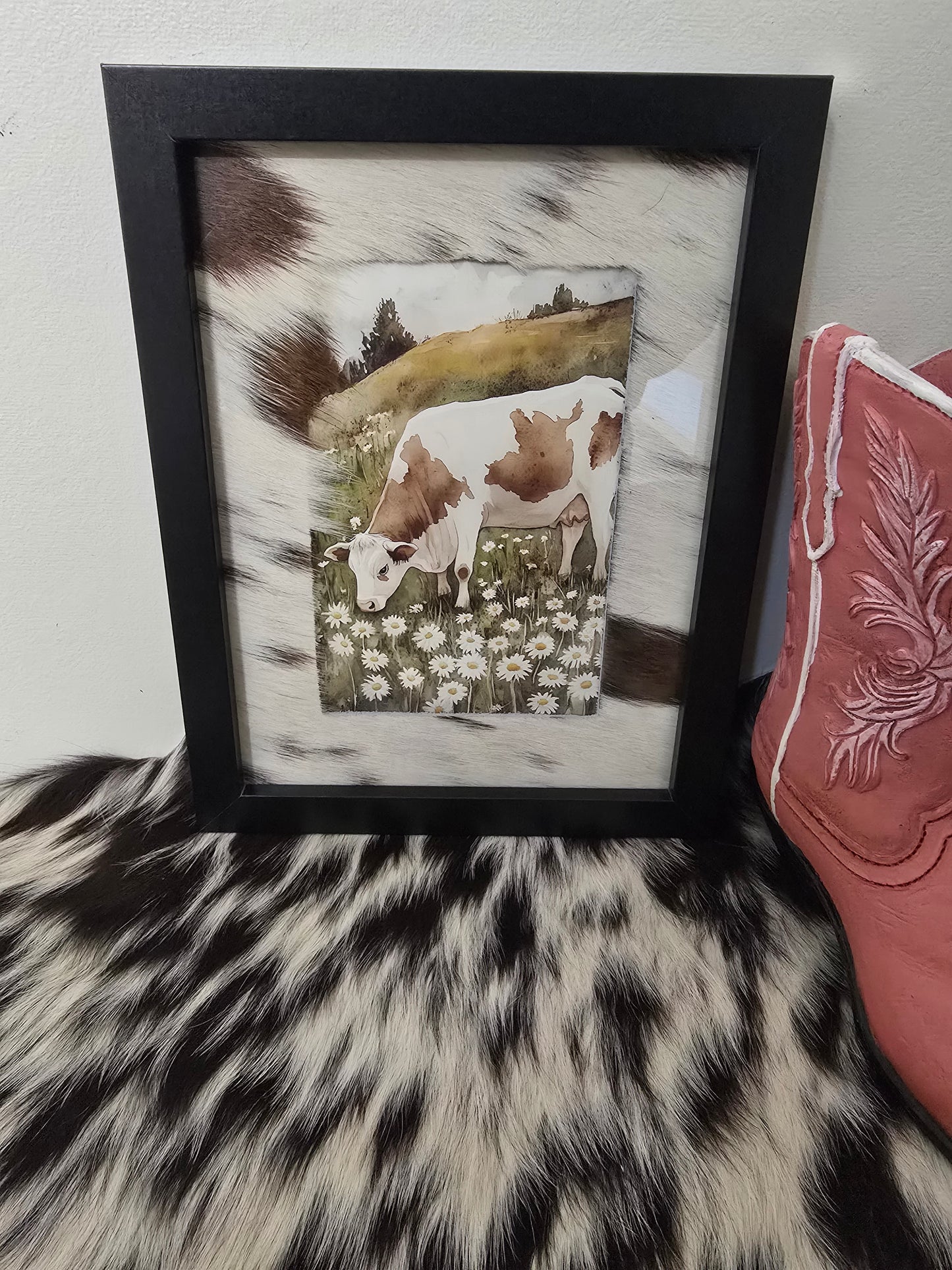 Cowhide frame with print