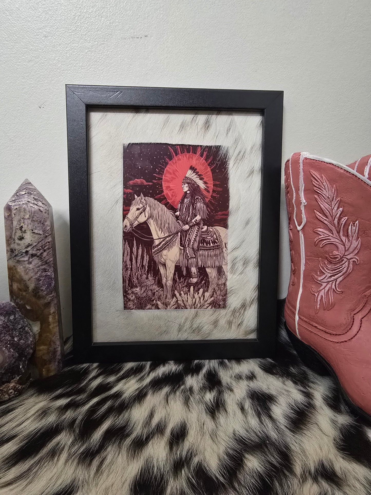 Cowhide frame with print