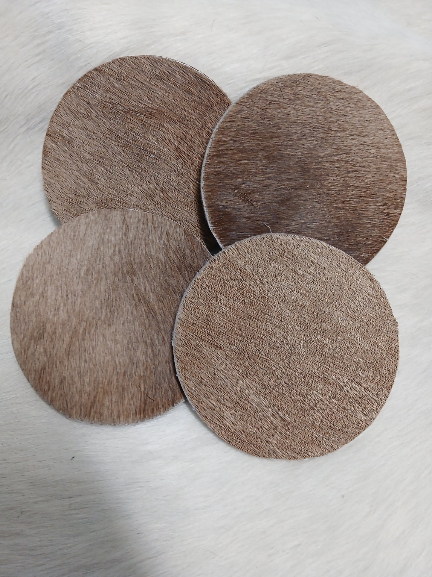 Handcrafted Cowhide Coaster Set of 4