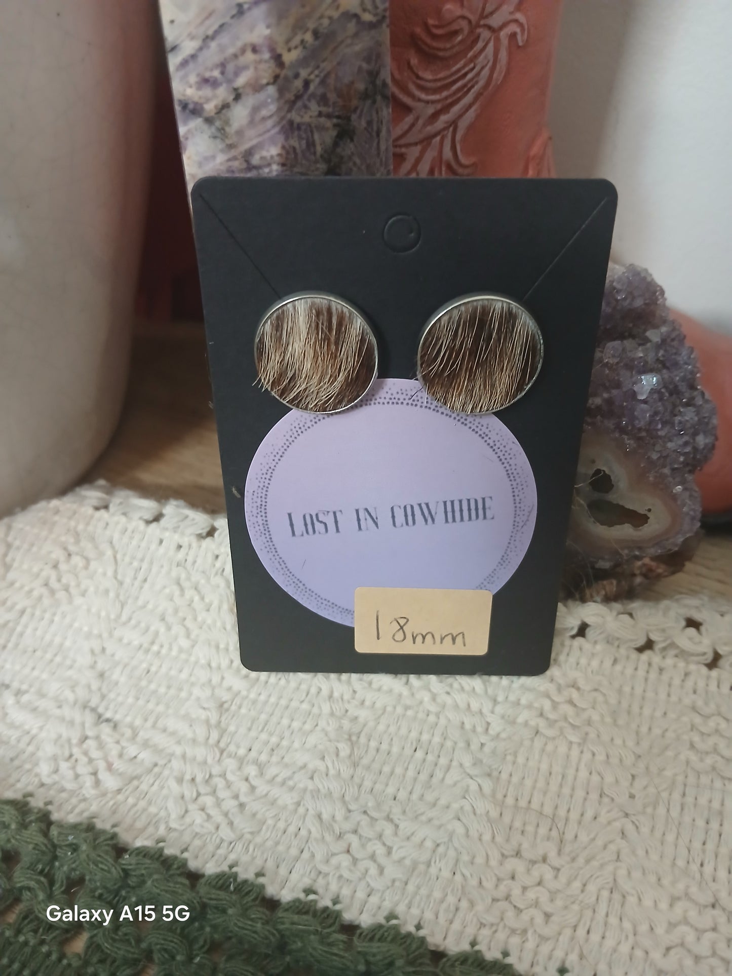 Cowhide Stud earrings 18mm