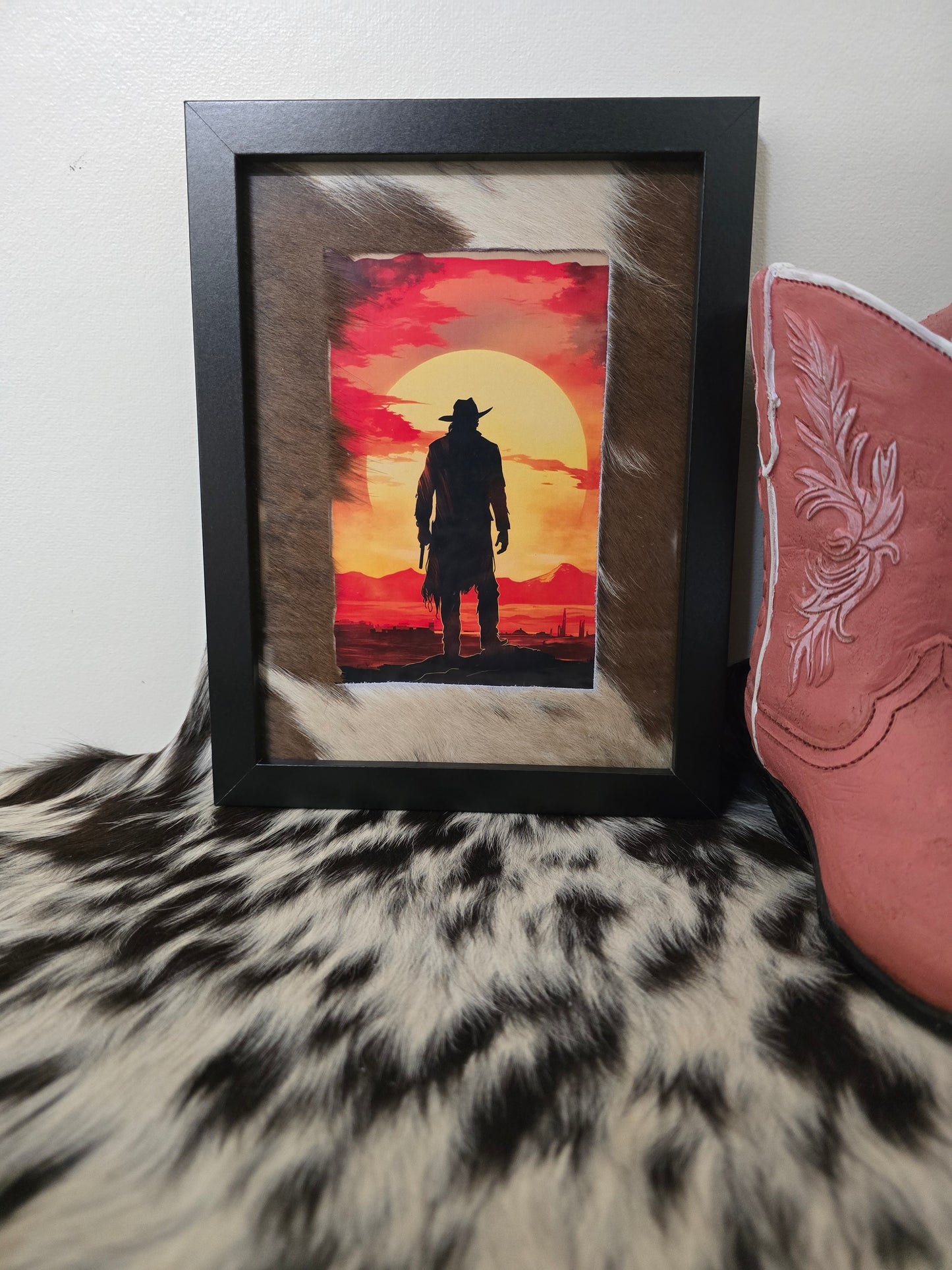 Cowhide frame with print