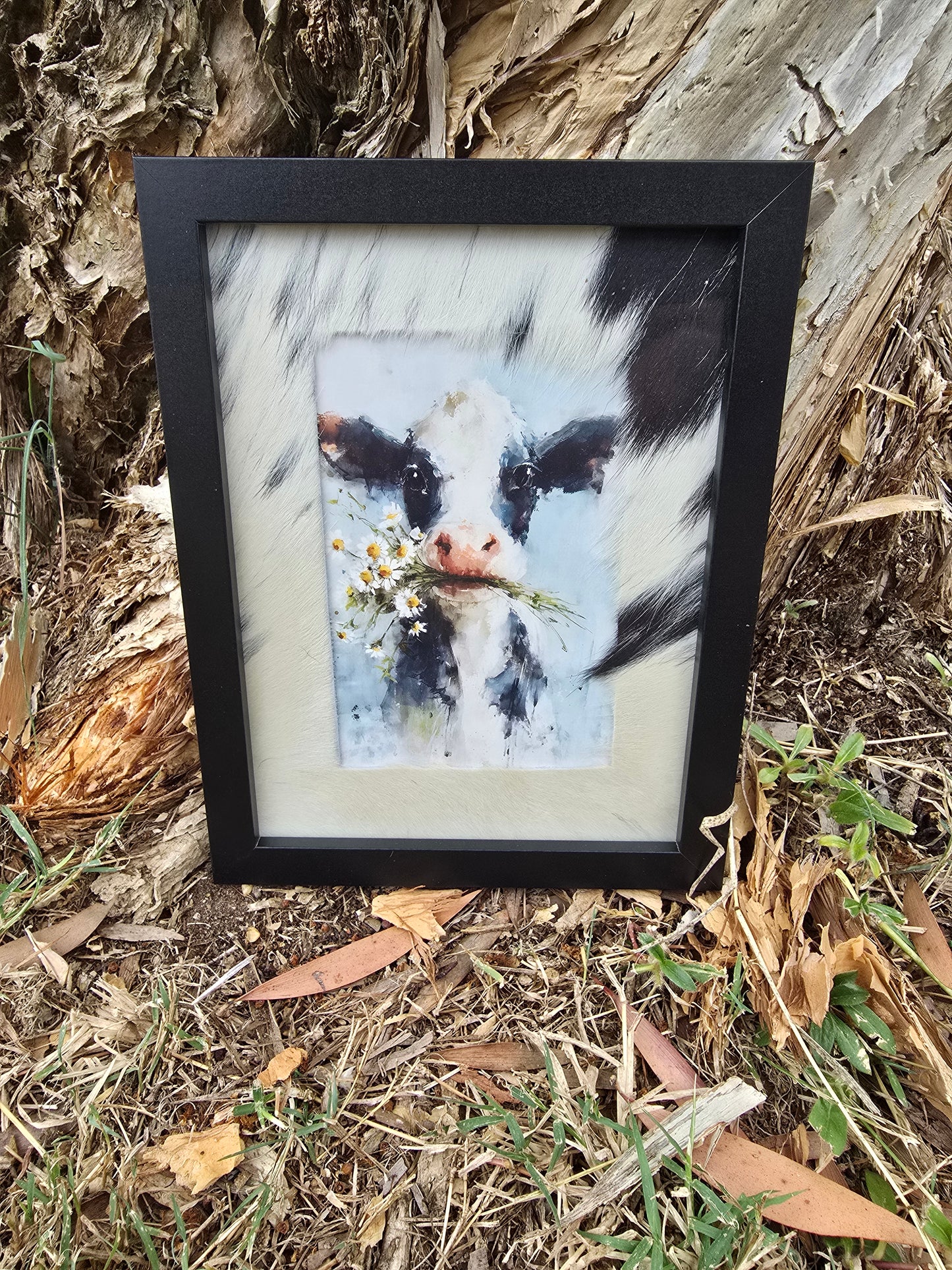 Cowhide Frame with Cow Print