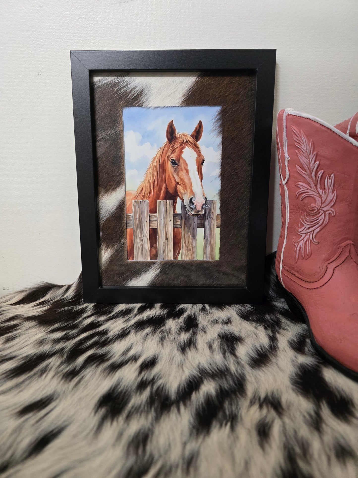 Cowhide frame with print