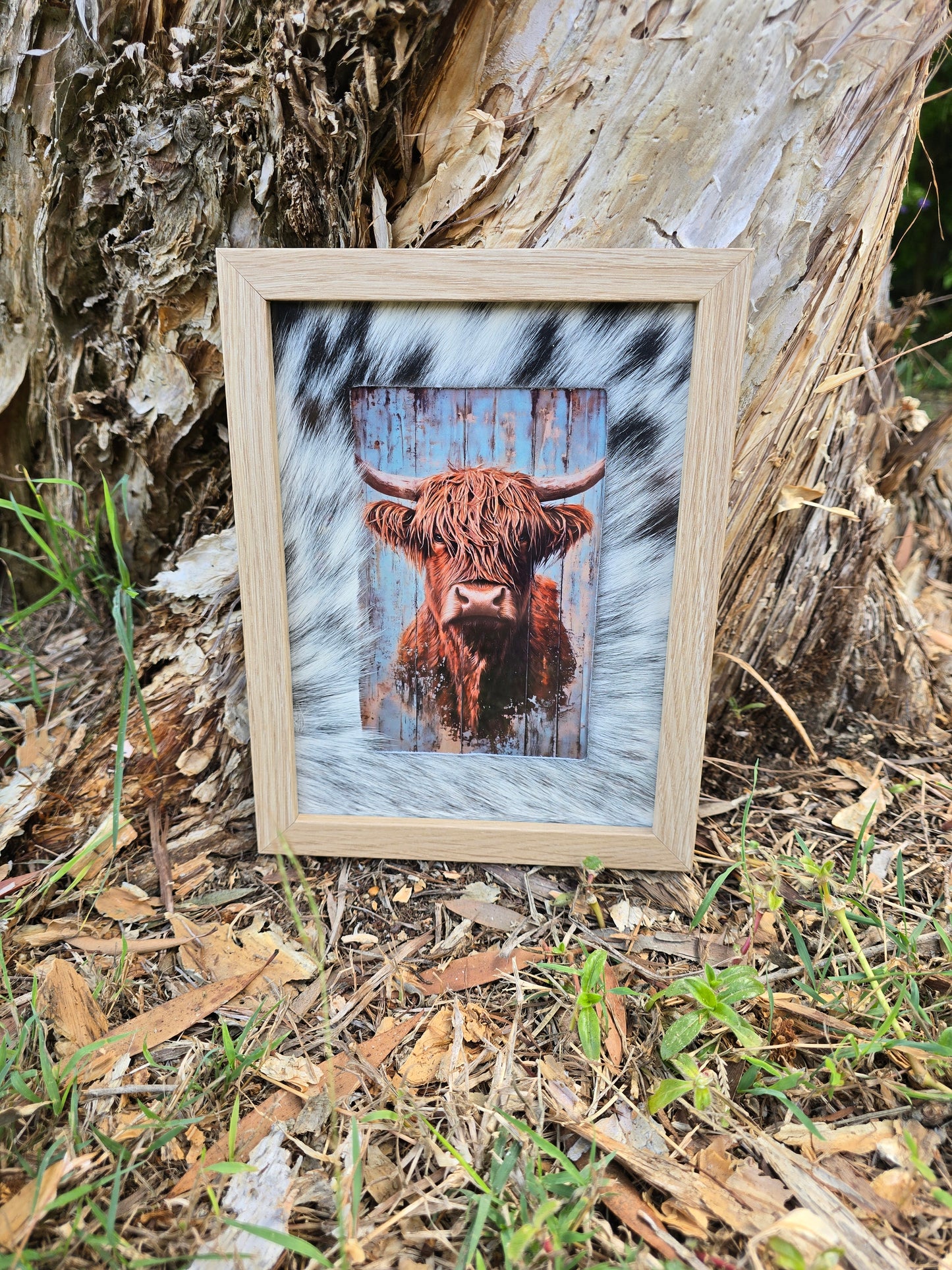 Cowhide frame with print