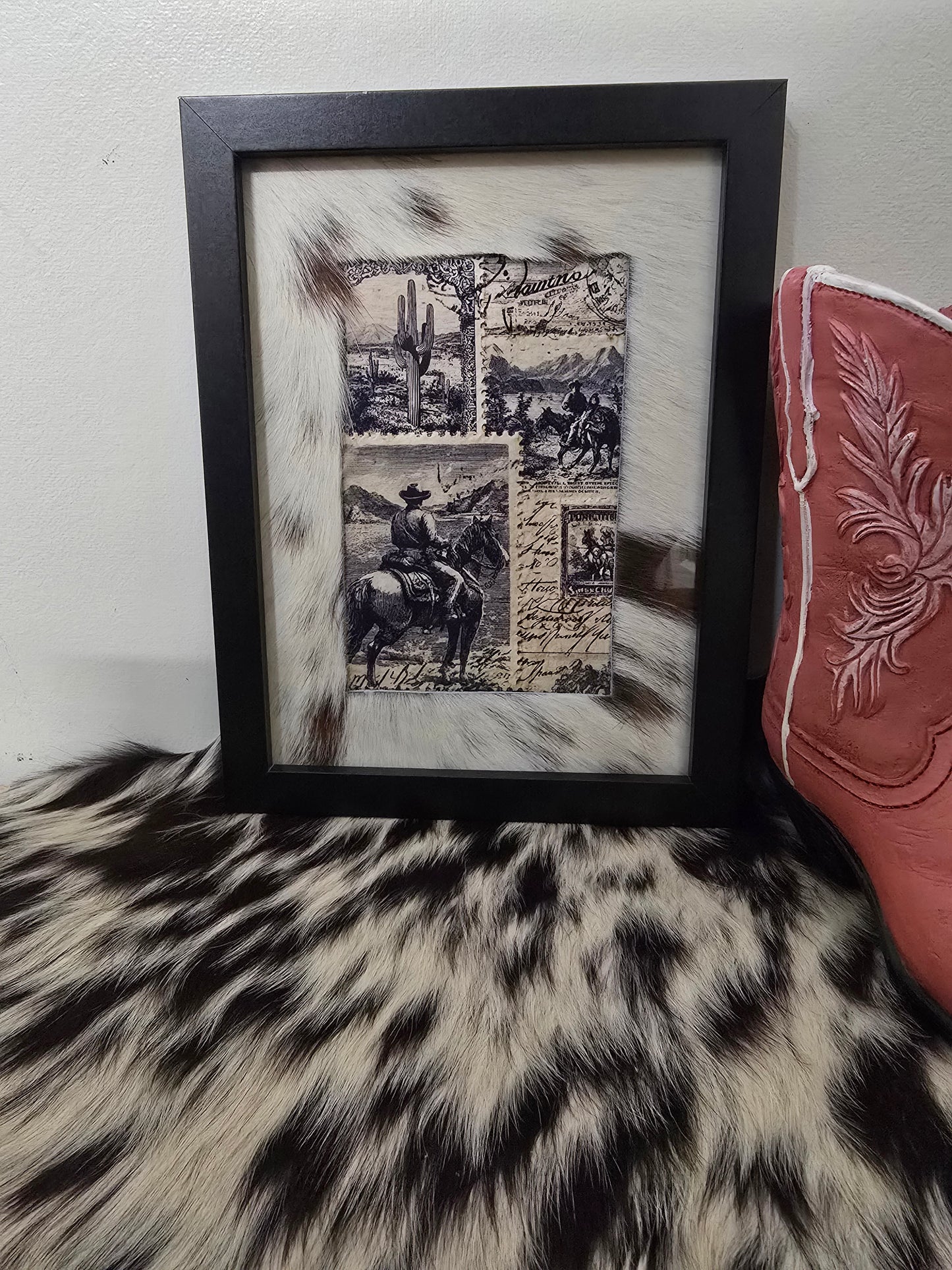 Cowhide frame with print