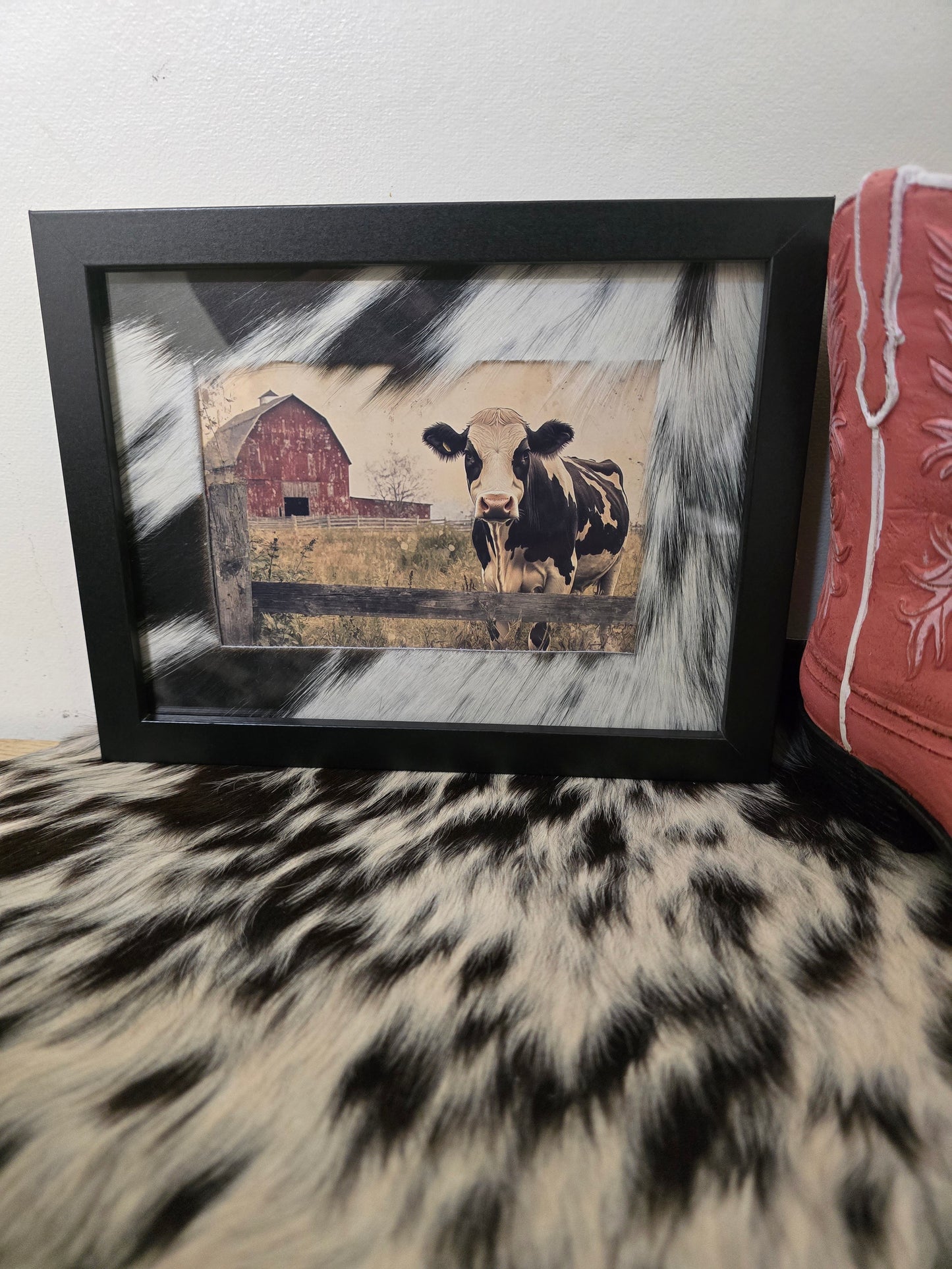 Cowhide frame with print