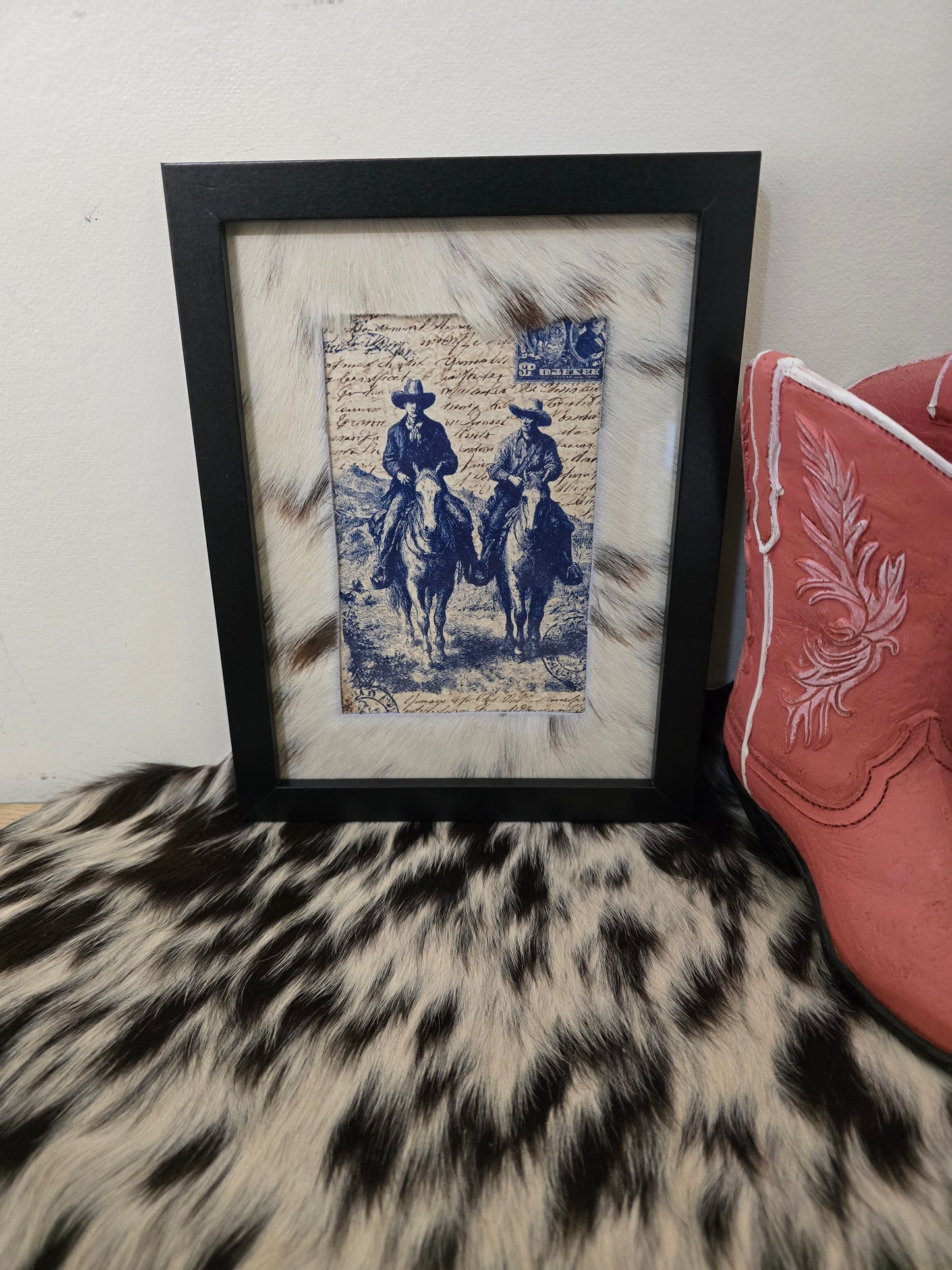 Cowhide frame with print