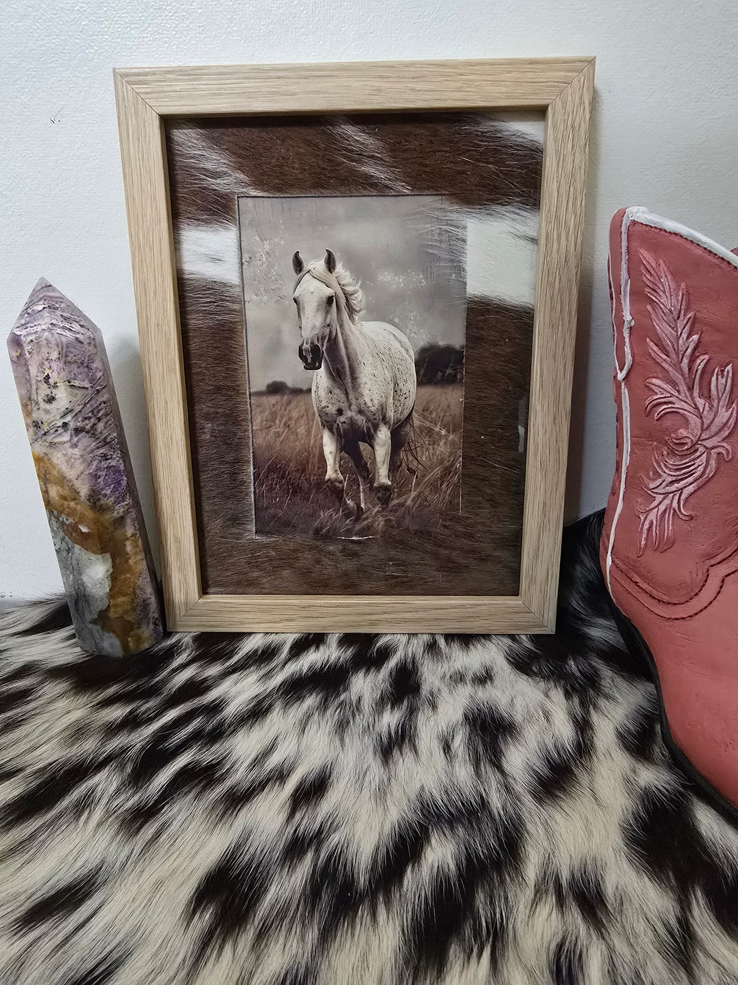 Cowhide frame with print