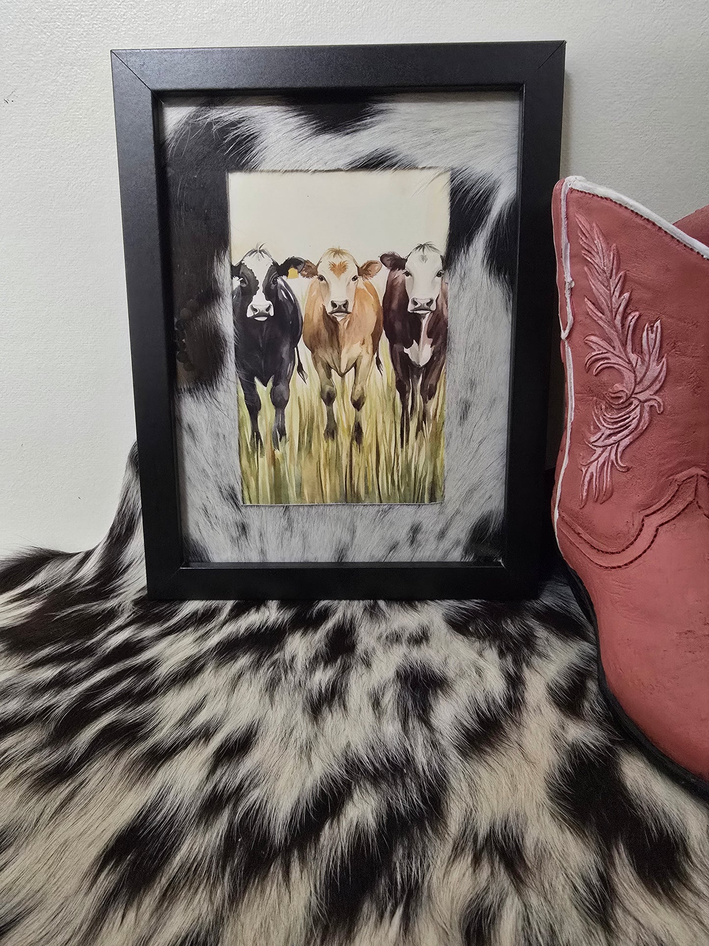 Cowhide frame with print