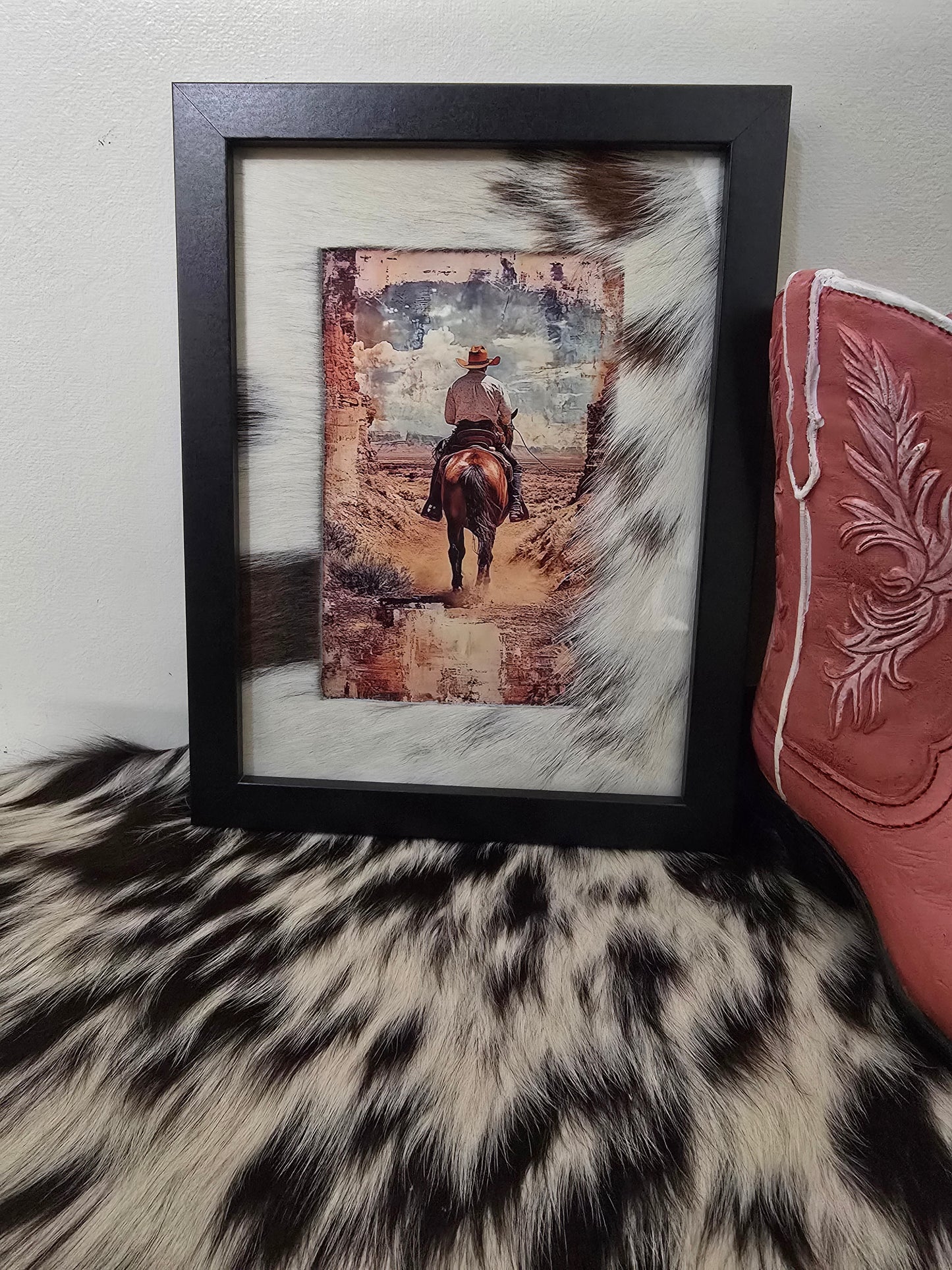 Cowhide frame with print