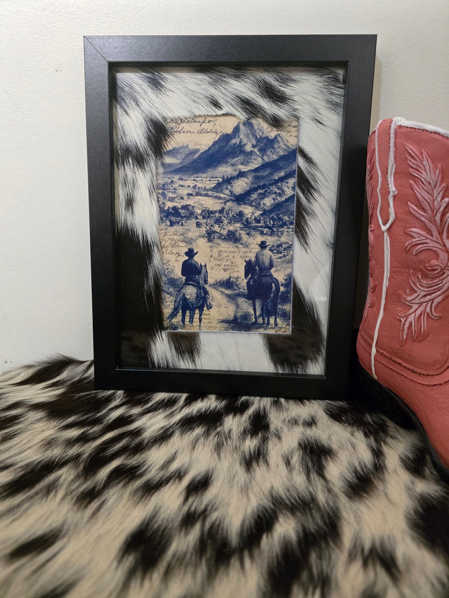 Cowhide frame with print