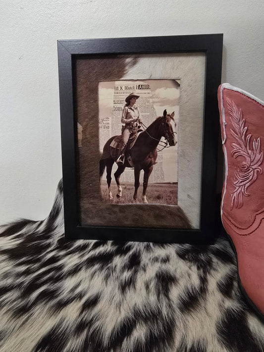 Cowhide frame with print