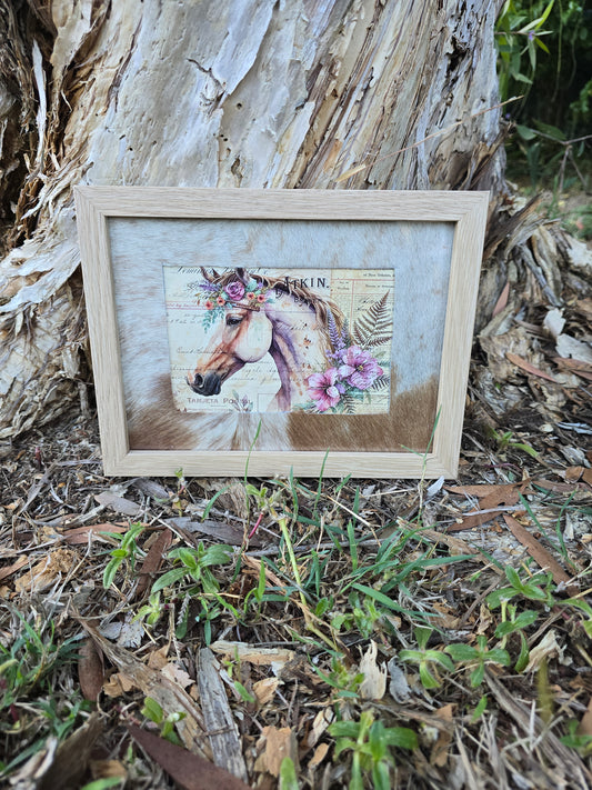 Cowhide frame with print