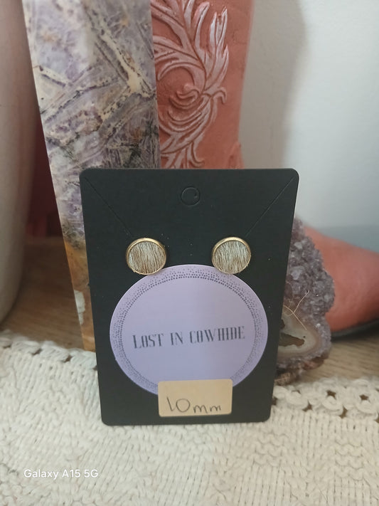Cowhide Stud earrings (golden stud)