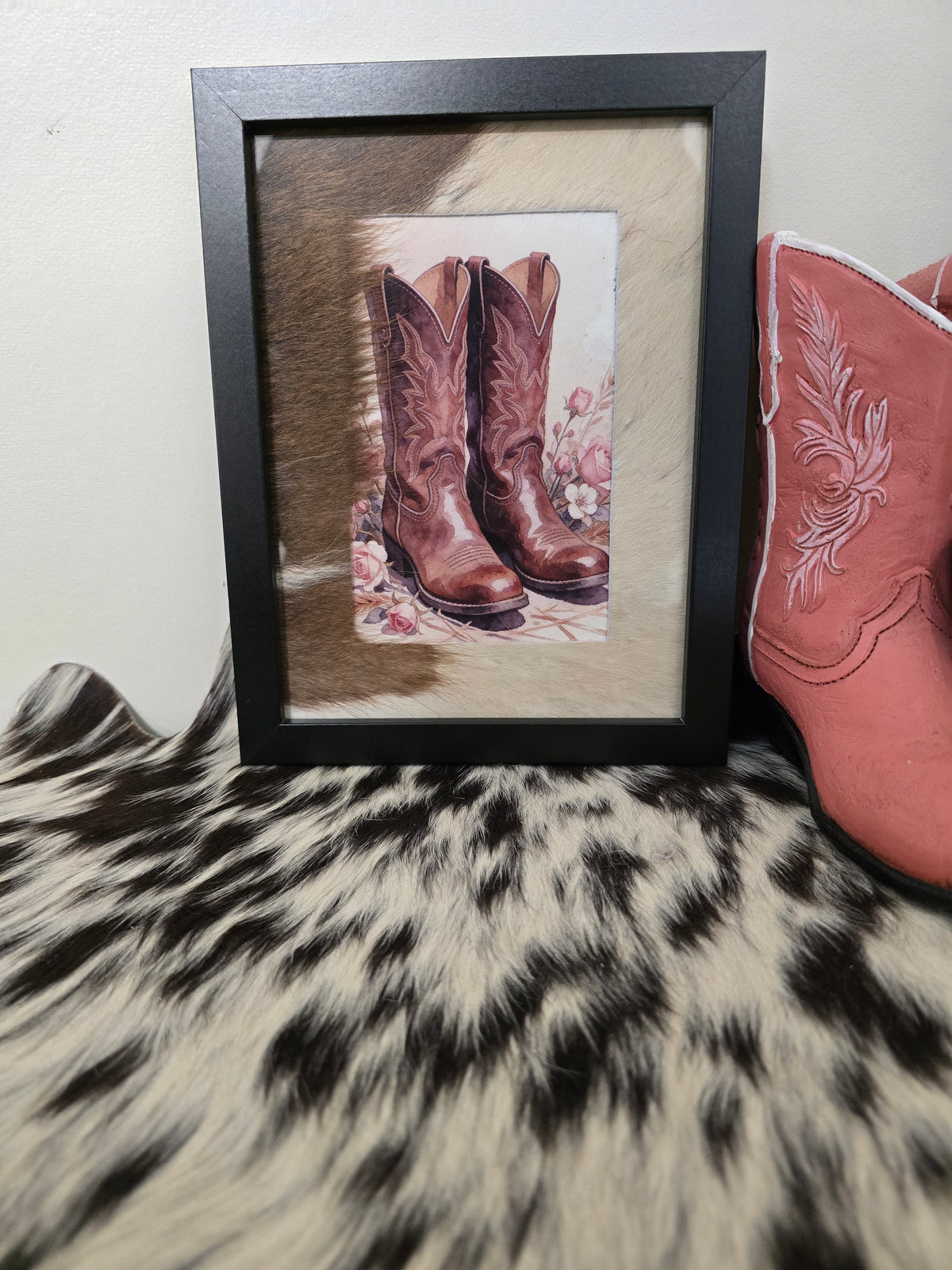 Cowhide frame with print