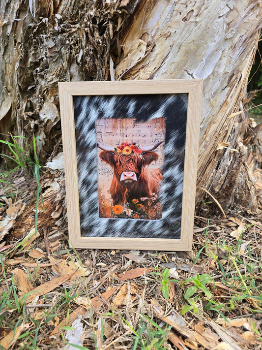 Cowhide frame with print
