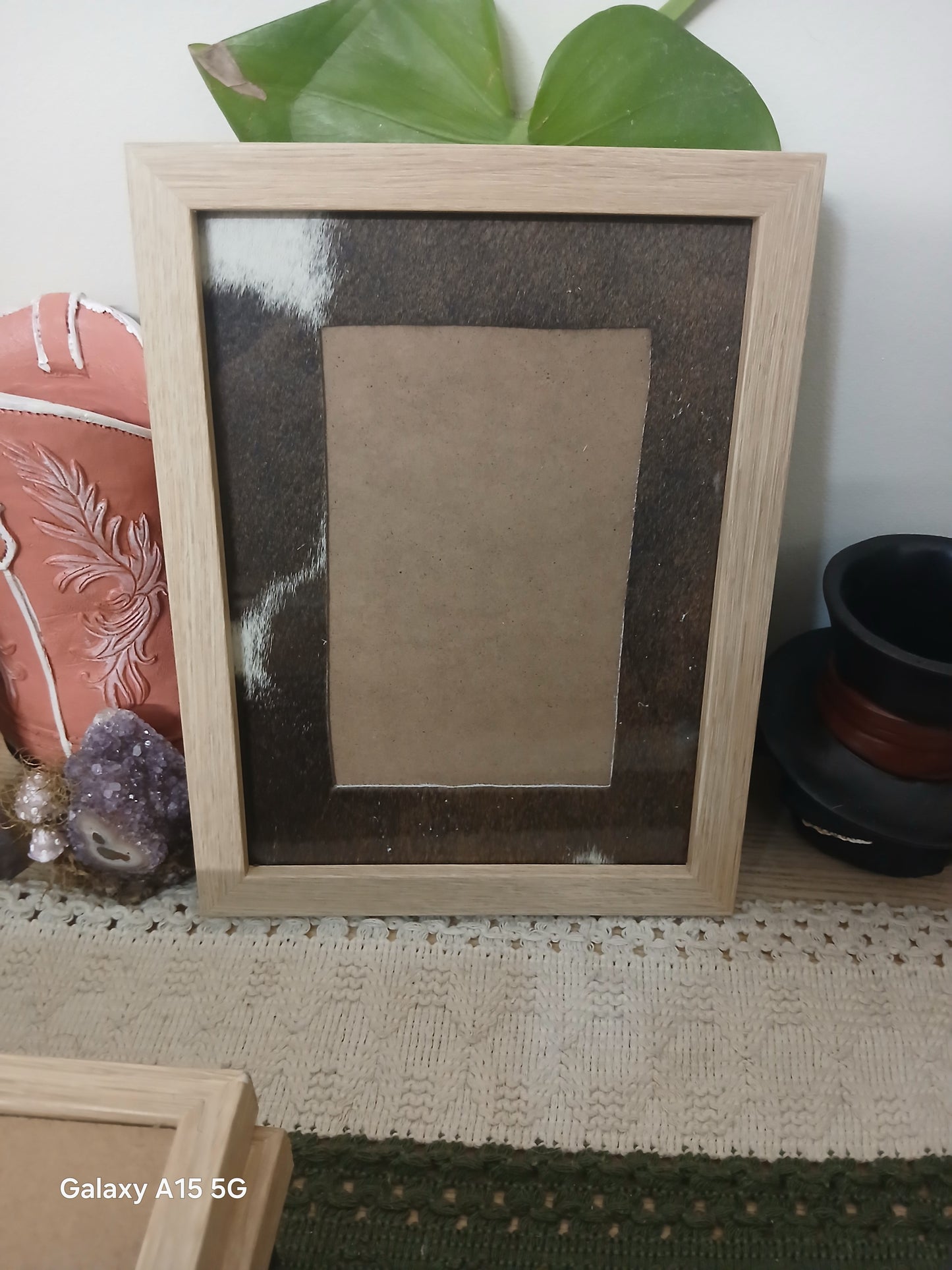 Cowhide frame photo size 4x6"