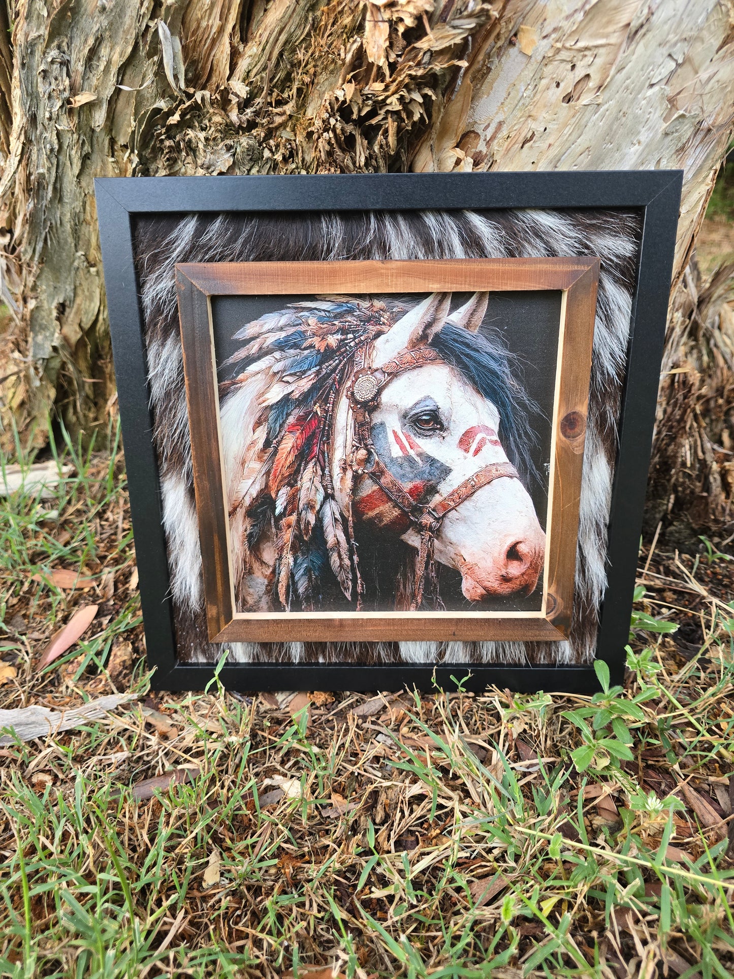 Handcrafted Square Cowhide 3D Print - Dimensional Australian Art