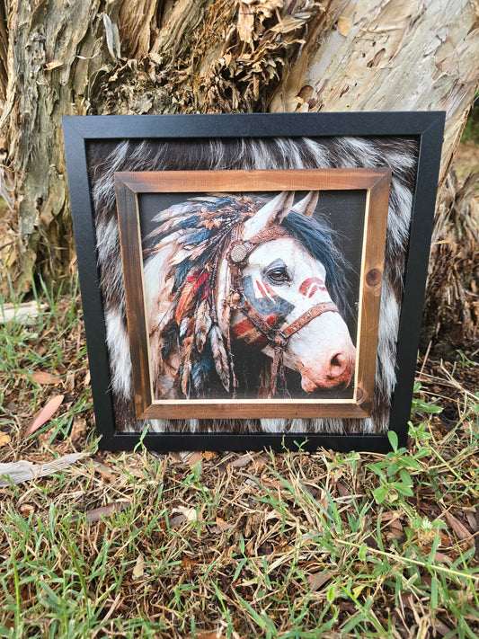 Handcrafted Square Cowhide 3D Print - Dimensional Australian Art