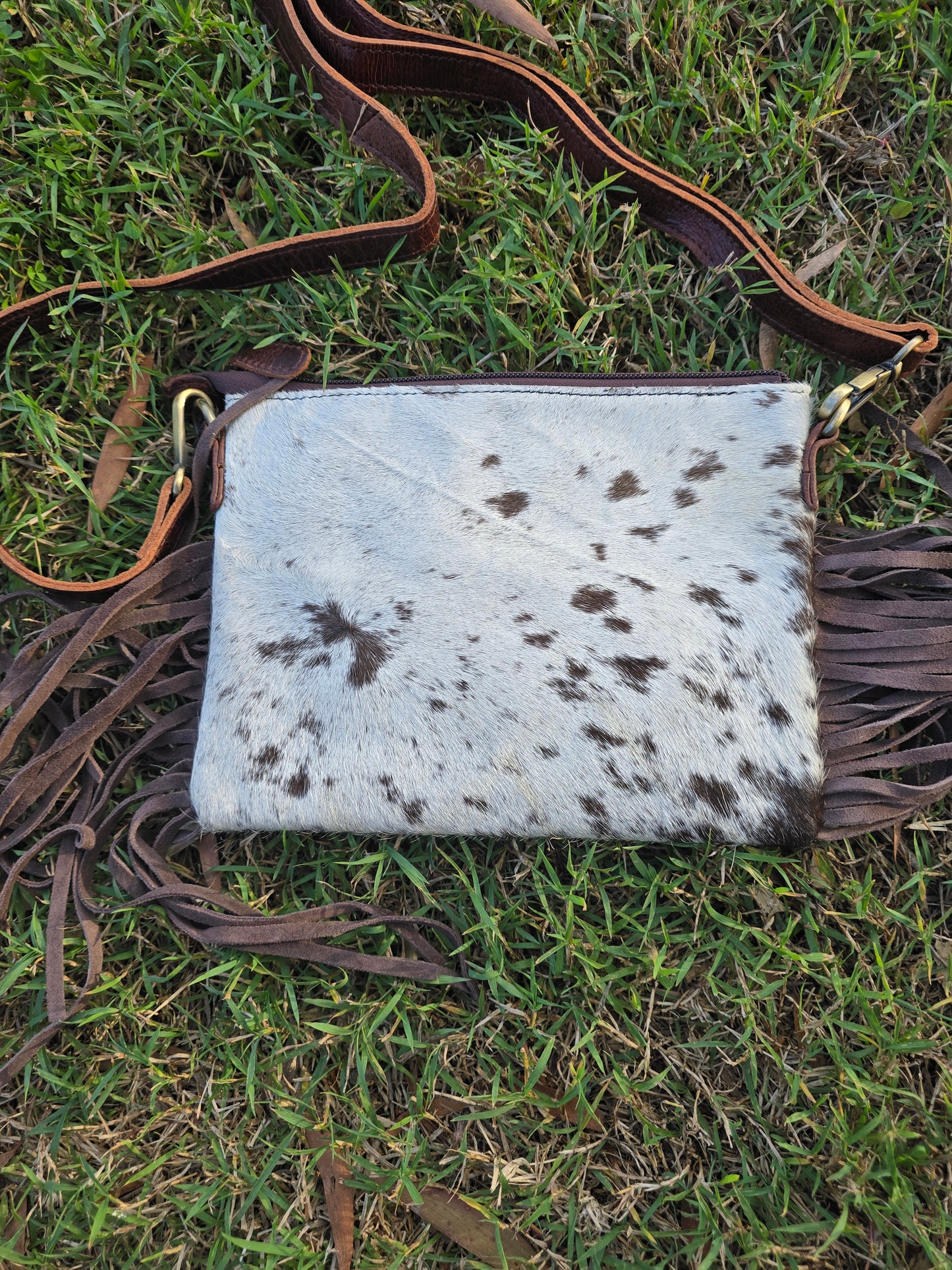 Double-Sided Cowhide Crossbody | Hand-Tooled Leather & Tassels