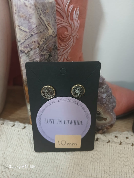 Cowhide Stud earrings (golden stud)