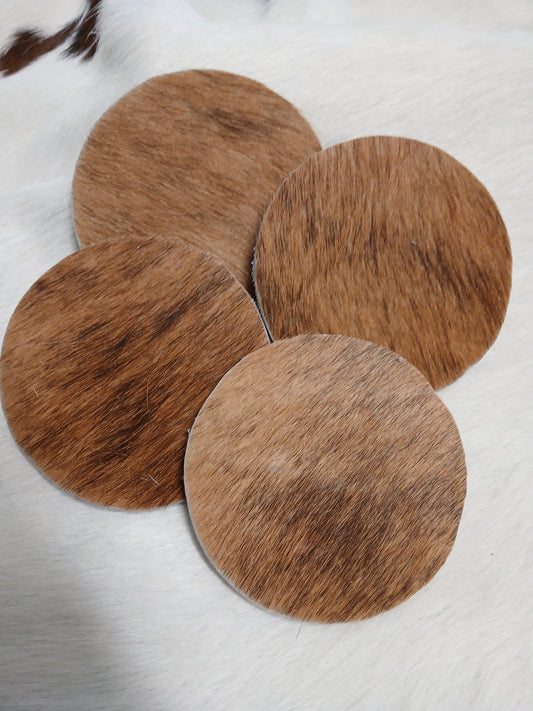 Handcrafted Cowhide Coaster Set of 4