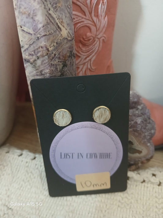 Cowhide Stud earrings (golden stud)