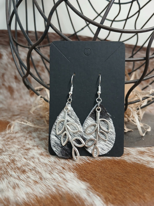Cowhide teardrop earrings
