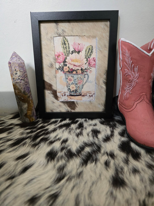Cowhide frame with print