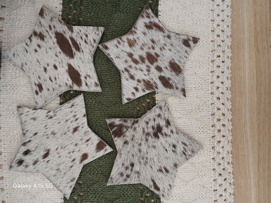 Handcrafted Star Cowhide Coasters Set of 4