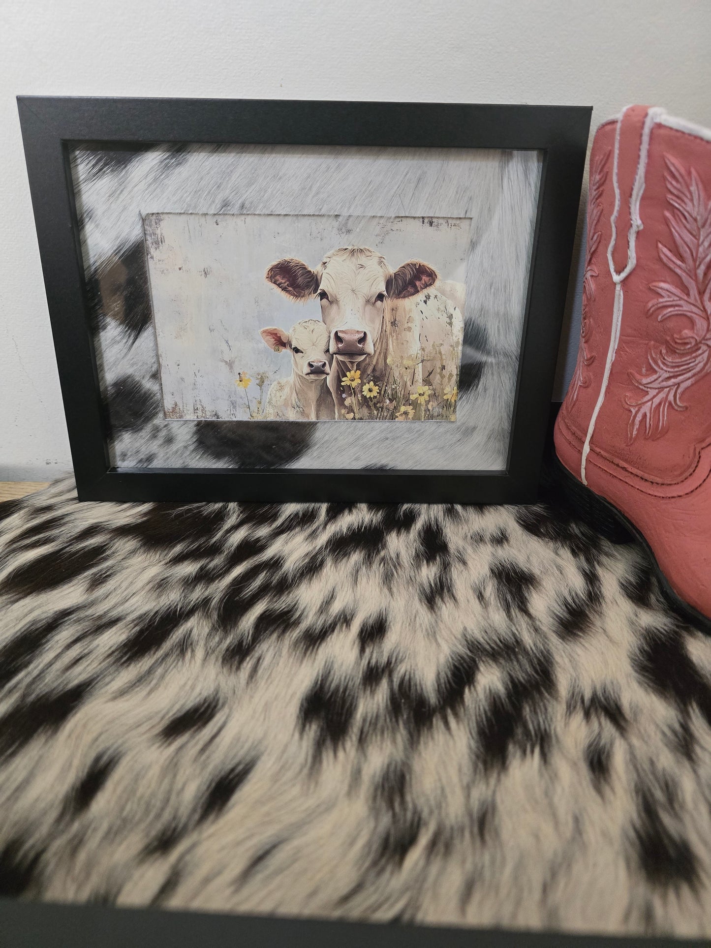 Cowhide frame with print