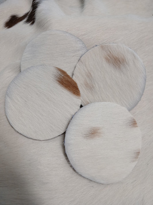 Handcrafted Cowhide Coaster Set of 4
