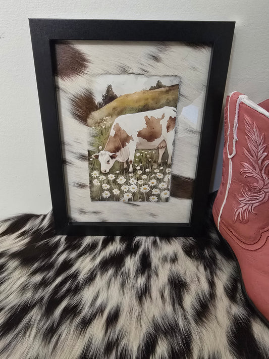 Cowhide frame with print
