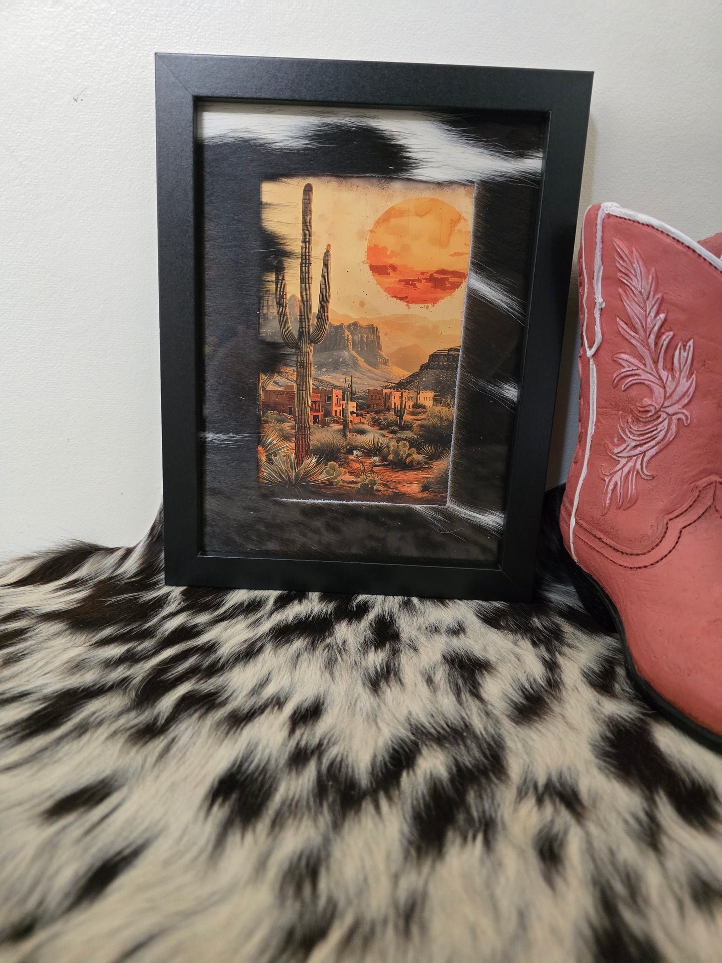 Cowhide frame with print