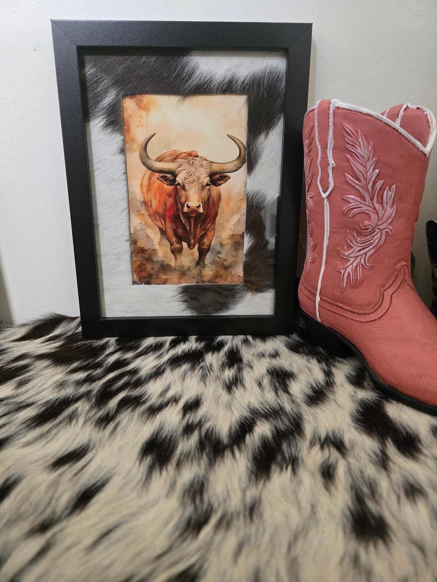Cowhide frame with print