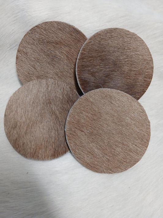 Handcrafted Cowhide Coaster Set of 4