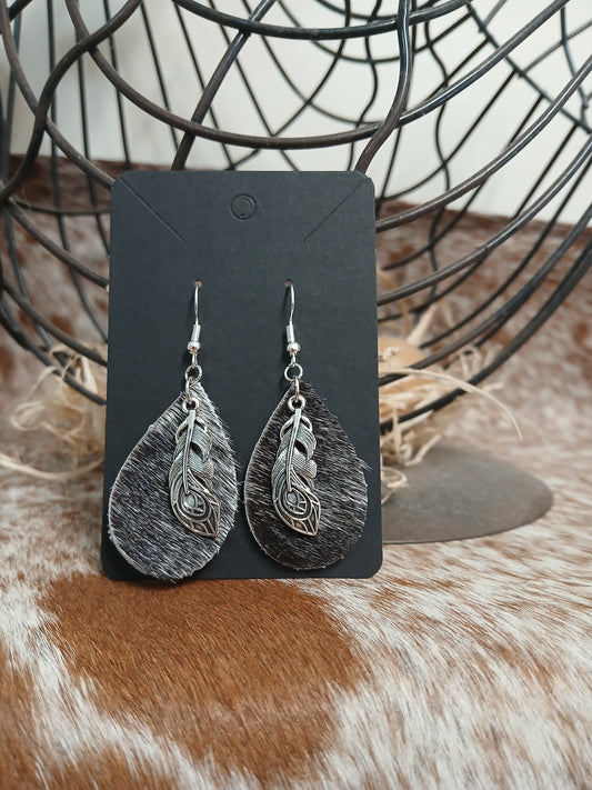Cowhide teardrop earrings