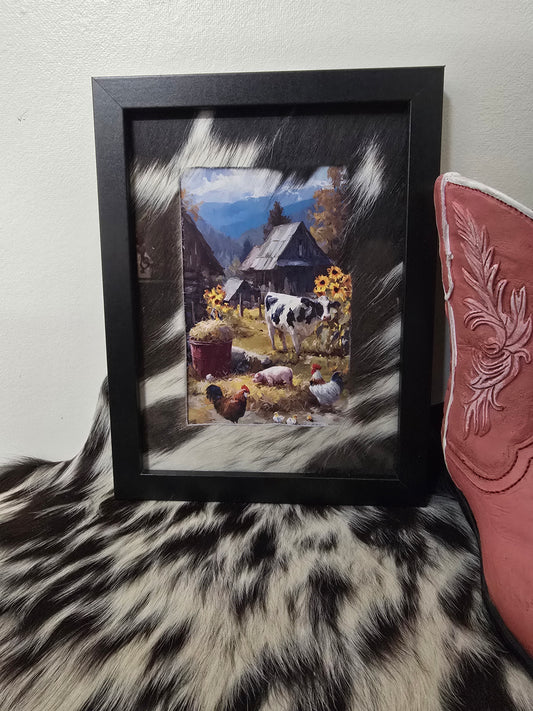 Cowhide frame with print