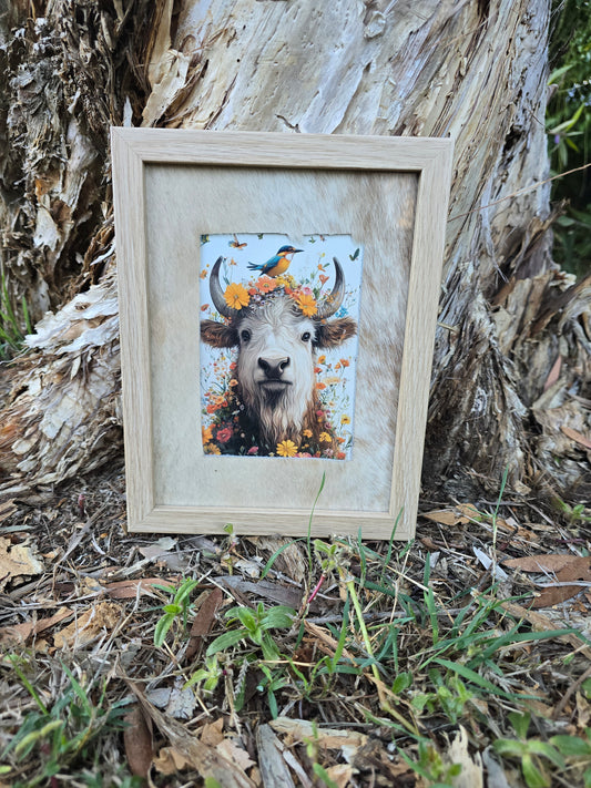 Cowhide frame with print