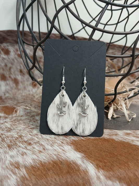 Cowhide teardrop earrings