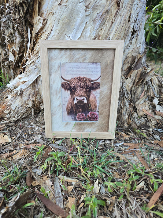 Cowhide frame with print