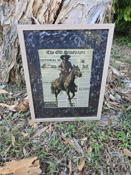 Cowhide frame with 8x10" print