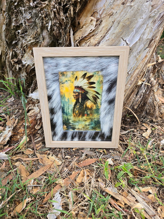 Cowhide frame with print