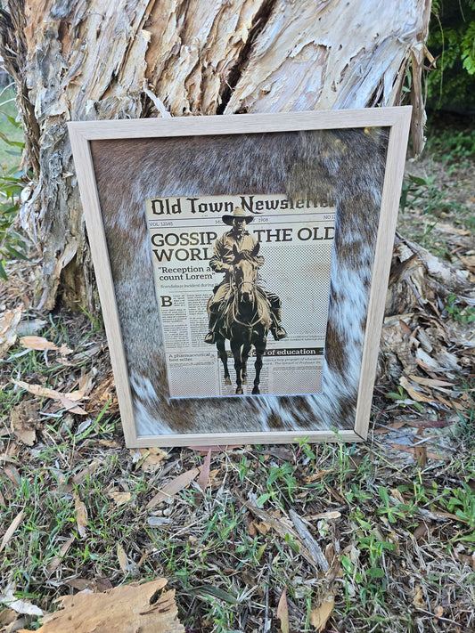 Cowhide frame with 8x10" print