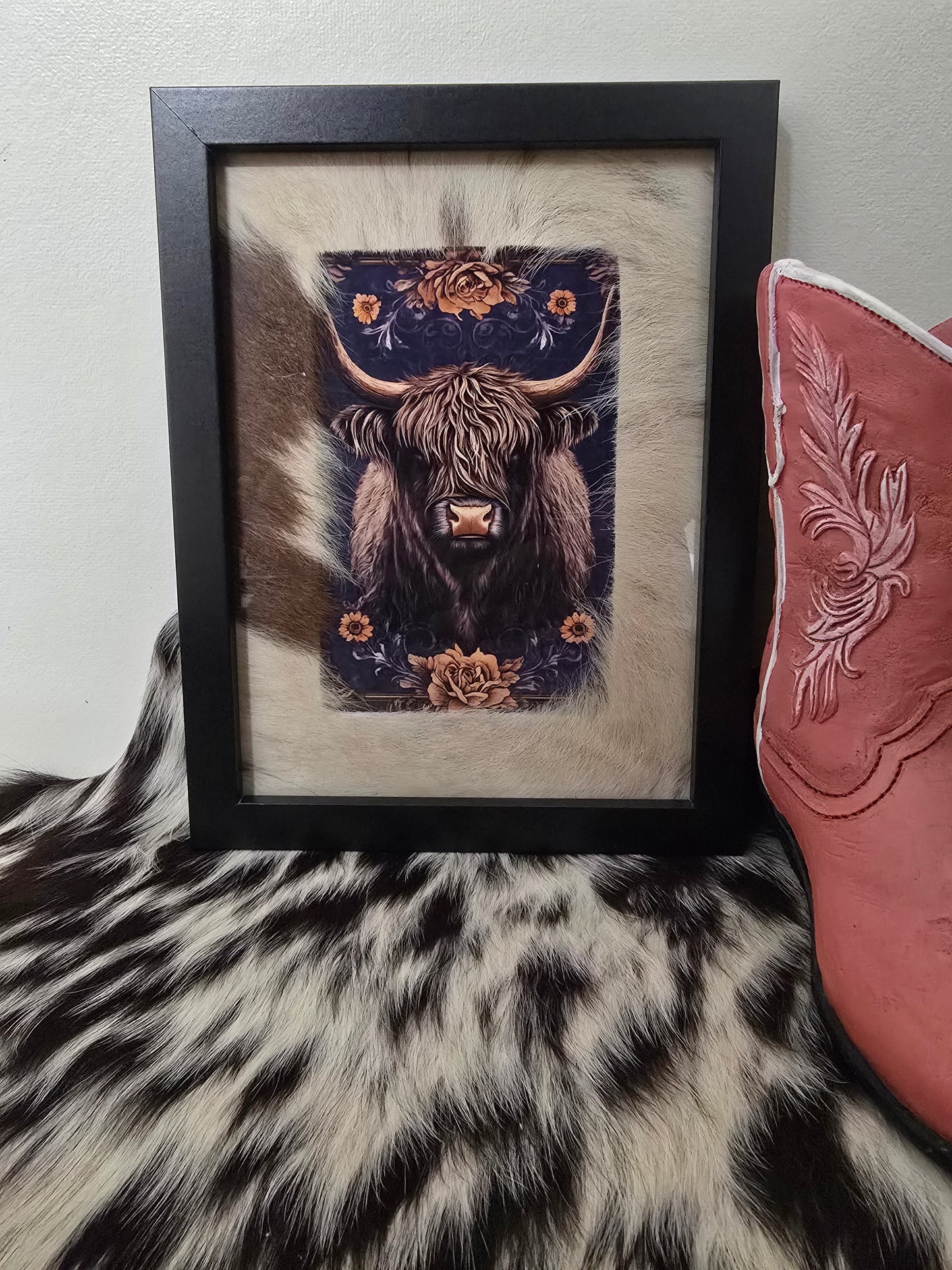 Cowhide frame with print