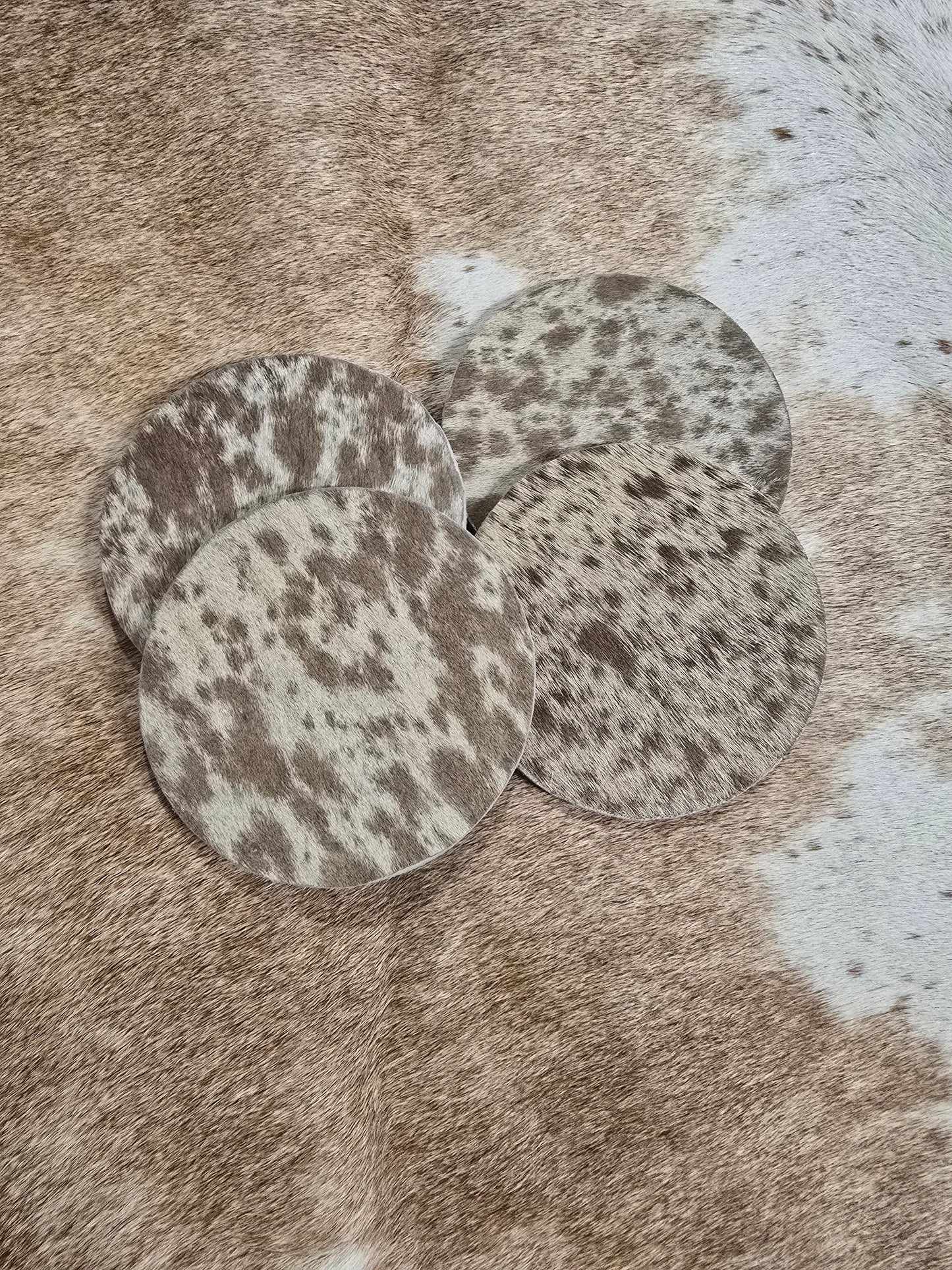 Handcrafted Cowhide Coasters Set of 4